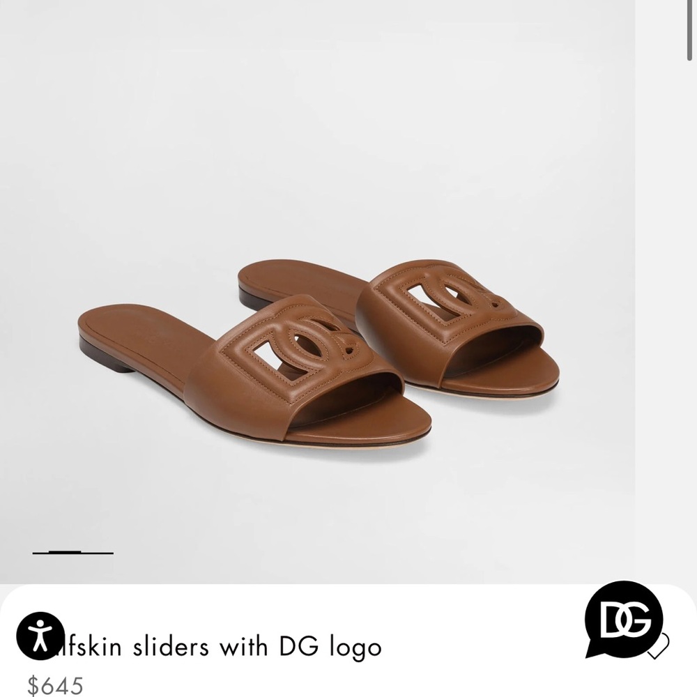 Dolce & Gabbana DG Logo Brown Leather Sandals